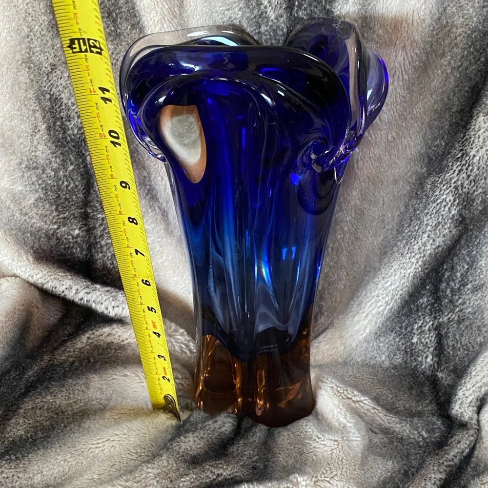 Stunning Very Heavy Multi Color Murano Style Vintage Large Vase - Picture 2 of 16